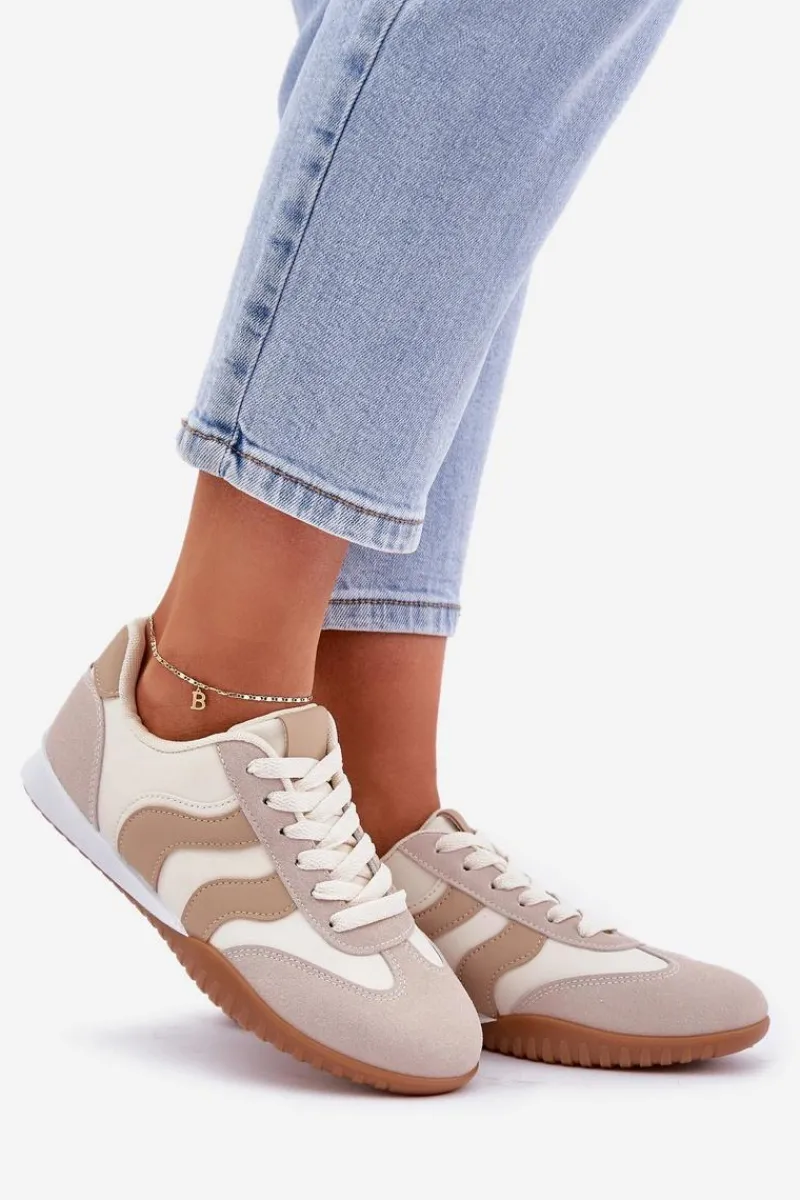 Clearance Boto Klasyczne Sneakersy Damskie Z Eko Skóry Beżowe Maretina Beżowy