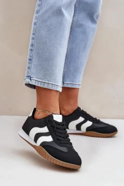 Online Klasyczne Sneakersy Damskie Z Eko Skóry Czarne Maretina Damskie Sneakersy Damskie