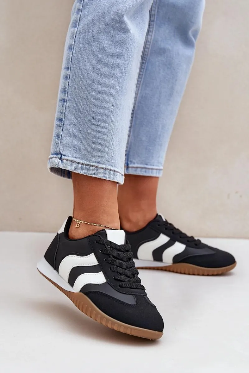 Online Klasyczne Sneakersy Damskie Z Eko Skóry Czarne Maretina Damskie Sneakersy Damskie