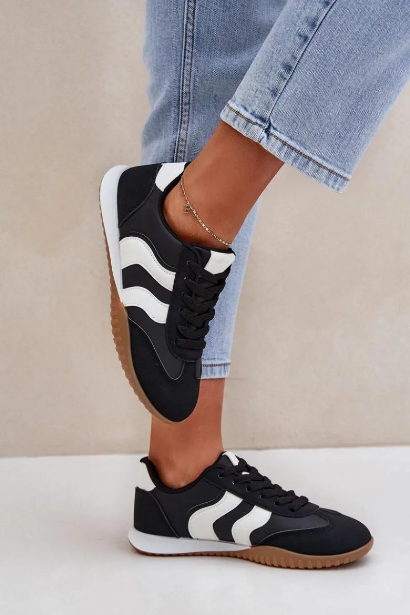 Online Klasyczne Sneakersy Damskie Z Eko Skóry Czarne Maretina Damskie Sneakersy Damskie