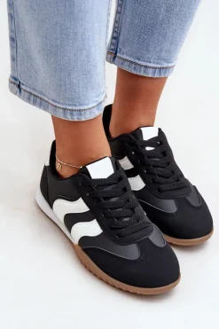 Online Klasyczne Sneakersy Damskie Z Eko Skóry Czarne Maretina Damskie Sneakersy Damskie