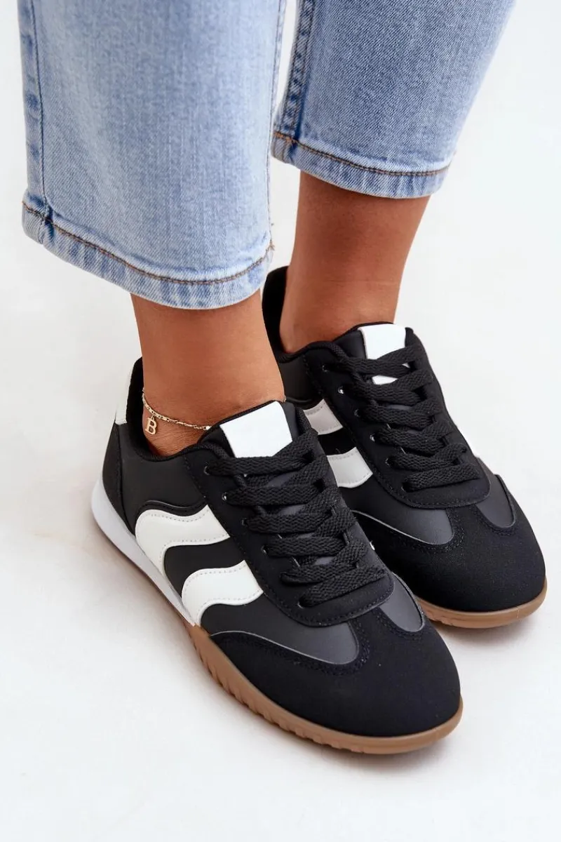 Online Klasyczne Sneakersy Damskie Z Eko Skóry Czarne Maretina Damskie Sneakersy Damskie