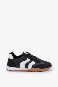 Online Klasyczne Sneakersy Damskie Z Eko Skóry Czarne Maretina Damskie Sneakersy Damskie