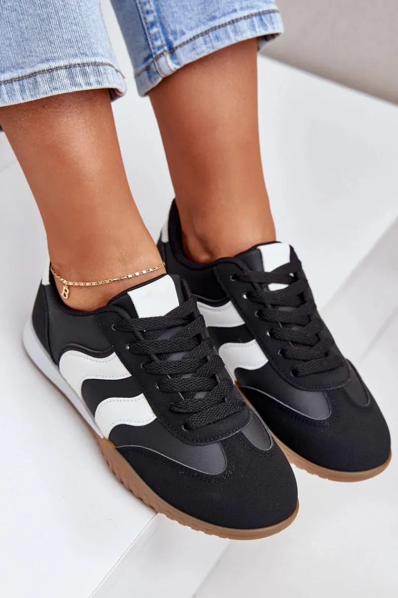 Online Klasyczne Sneakersy Damskie Z Eko Skóry Czarne Maretina Damskie Sneakersy Damskie