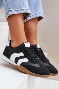 Online Klasyczne Sneakersy Damskie Z Eko Skóry Czarne Maretina Damskie Sneakersy Damskie