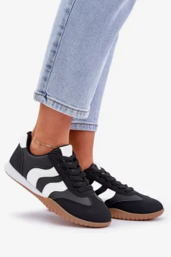 Online Klasyczne Sneakersy Damskie Z Eko Skóry Czarne Maretina Damskie Sneakersy Damskie