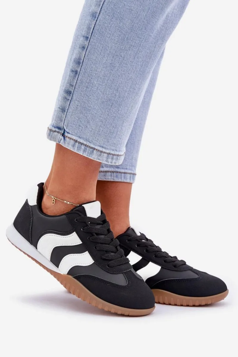 Online Klasyczne Sneakersy Damskie Z Eko Skóry Czarne Maretina Damskie Sneakersy Damskie