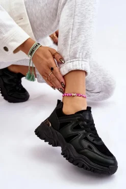 Sneakersy Damskie>Boto Klasyczne Sportowe Buty Na Platformie Czarne Bowie