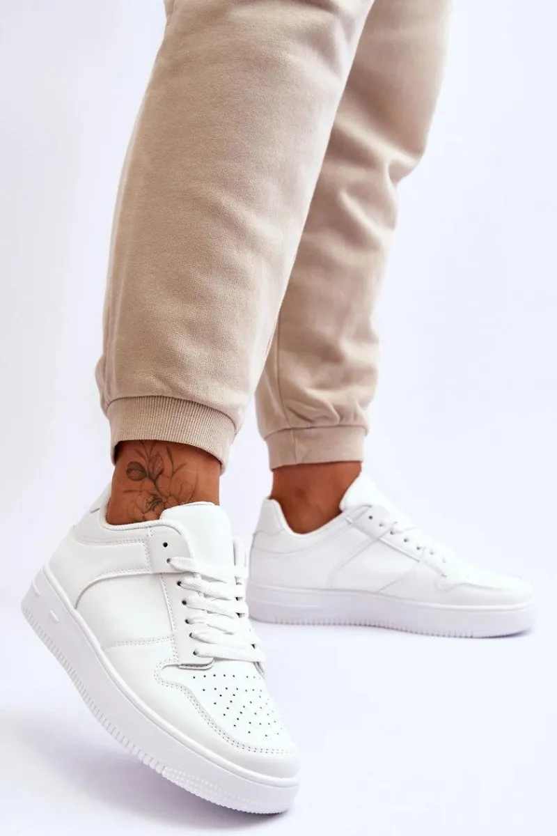 Sneakersy Damskie>Boto Klasyczne Sportowe Buty Na Platformie Białe Larena