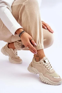 Clearance Boto Klasyczne Sportowe Buty Na Platformie Beżowe Need It