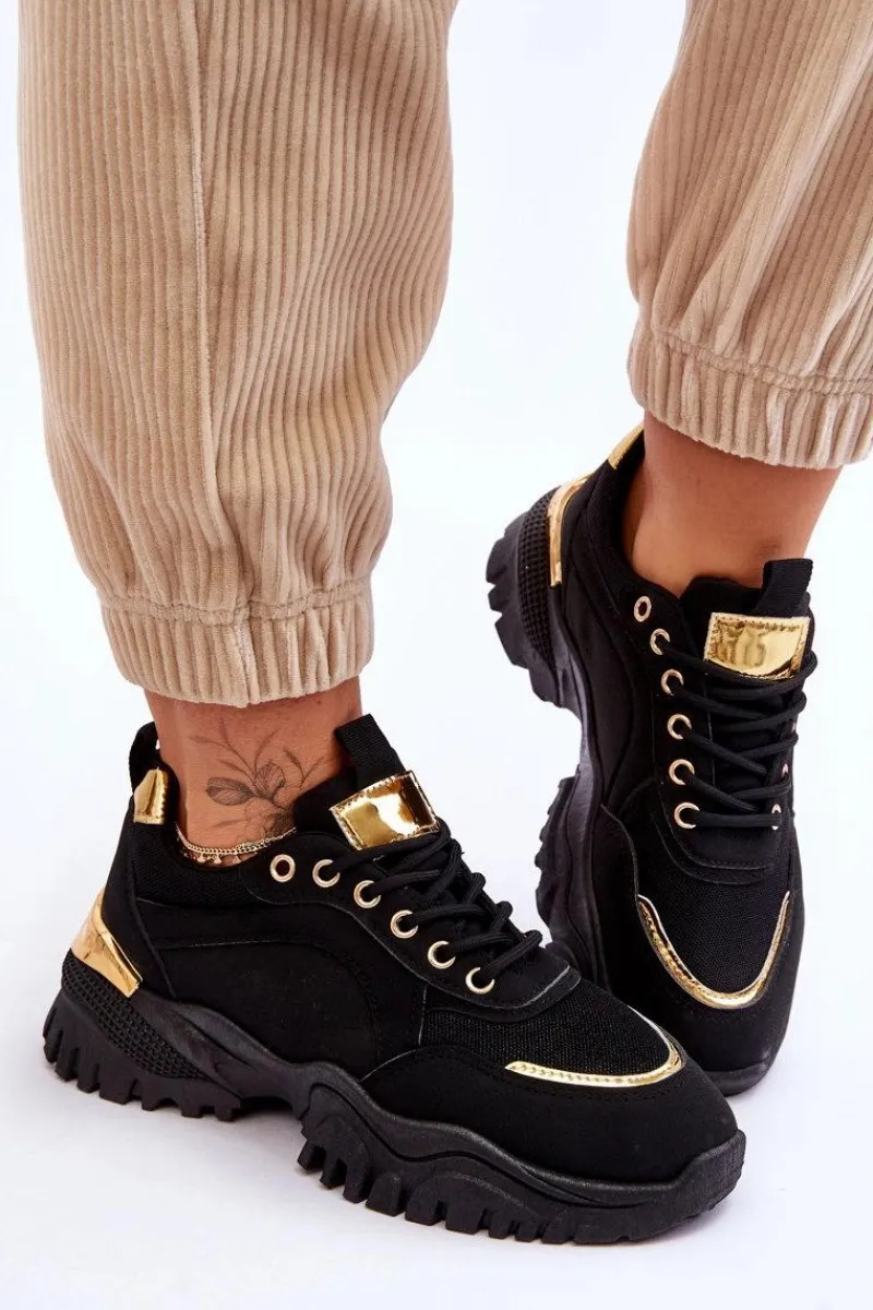 Sneakersy Damskie>Boto Klasyczne Sportowe Buty Na Platformie Czarne Need It