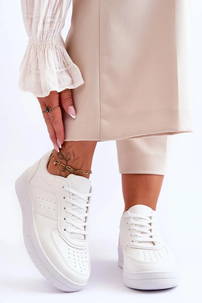 Buty Sportowe Na Platformie|Sneakersy Damskie>Boto Klasyczne Sportowe Buty Na Platformie Białe Feel It