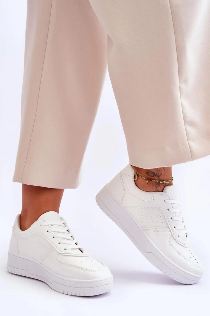 Buty Sportowe Na Platformie|Sneakersy Damskie>Boto Klasyczne Sportowe Buty Na Platformie Białe Feel It