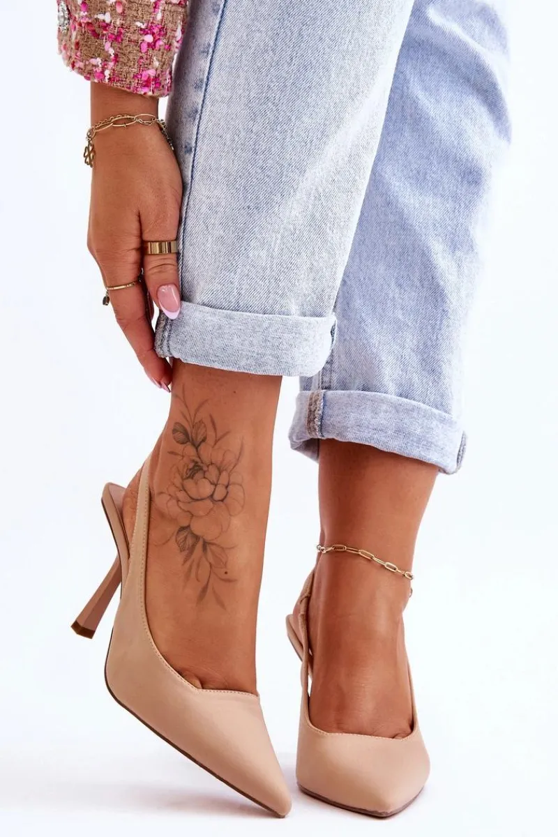 Hot Boto Klasyczne Szpilki W Szpic Beżowe Whitley