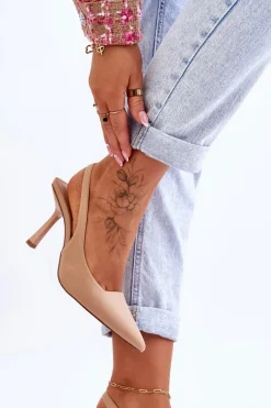 Hot Boto Klasyczne Szpilki W Szpic Beżowe Whitley