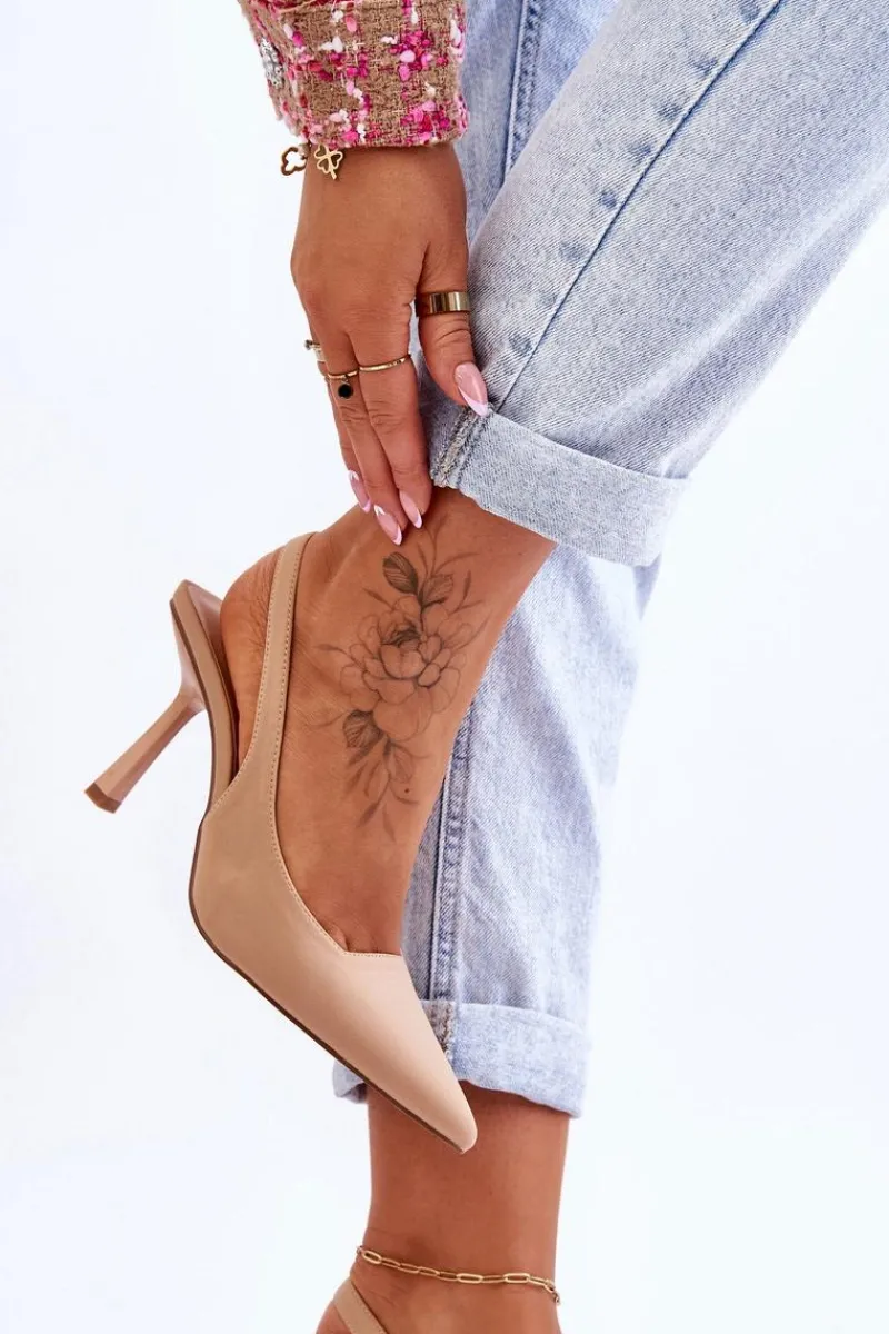 Hot Boto Klasyczne Szpilki W Szpic Beżowe Whitley