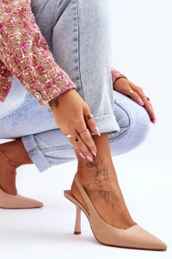 Hot Boto Klasyczne Szpilki W Szpic Beżowe Whitley