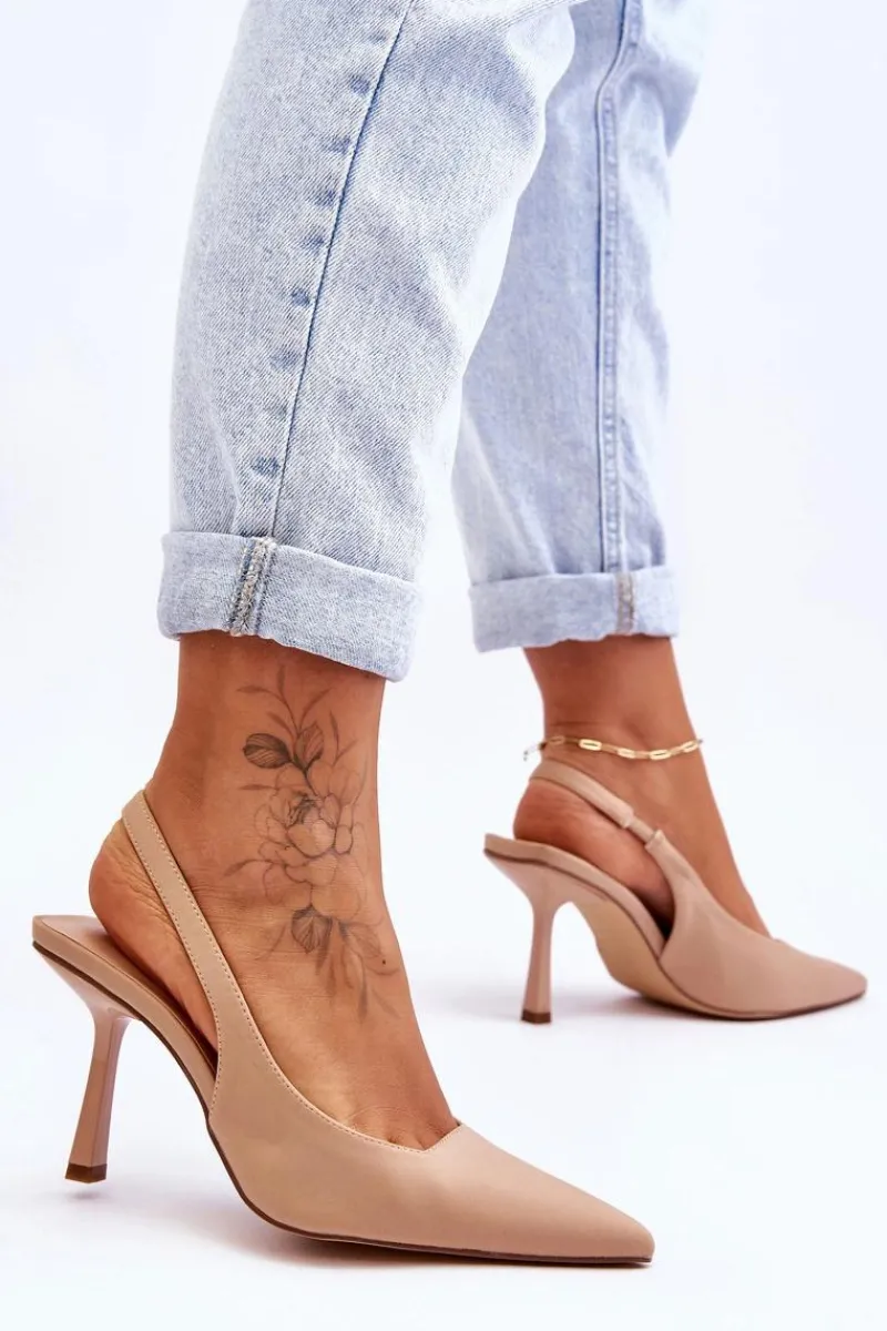 Hot Boto Klasyczne Szpilki W Szpic Beżowe Whitley