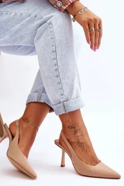 Hot Boto Klasyczne Szpilki W Szpic Beżowe Whitley