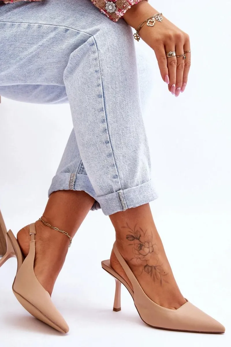 Hot Boto Klasyczne Szpilki W Szpic Beżowe Whitley