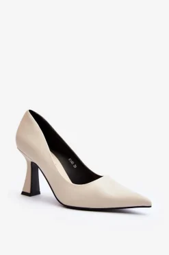 Boto Klasyczne Szpilki W Szpic Jasnobeżowe Delimena