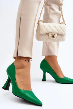 Sale Boto Klasyczne Szpilki W Szpic Zielone Delimena