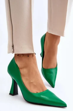 Sale Boto Klasyczne Szpilki W Szpic Zielone Delimena