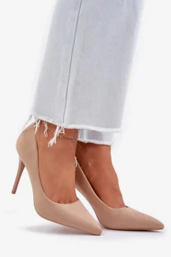 Outlet Boto Klasyczne Szpilki Z Eko Zamszu Beżowe Navinda