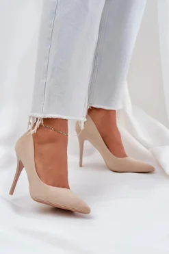 Czółenka Klasyczne>Boto Klasyczne Szpilki Z Eko Zamszu Jasnobeżowe Navinda Beżowy