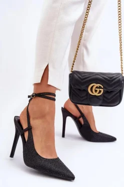 Czółenka Klasyczne>Boto Klasyczne Szpilki Zdobione Cyrkoniami Czarne Guda