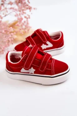 Chłopięce|Dziewczęce>Boto Klasyczne Tenisówki Dziecięce Na Rzepy Czerwone Phiris Czerwony