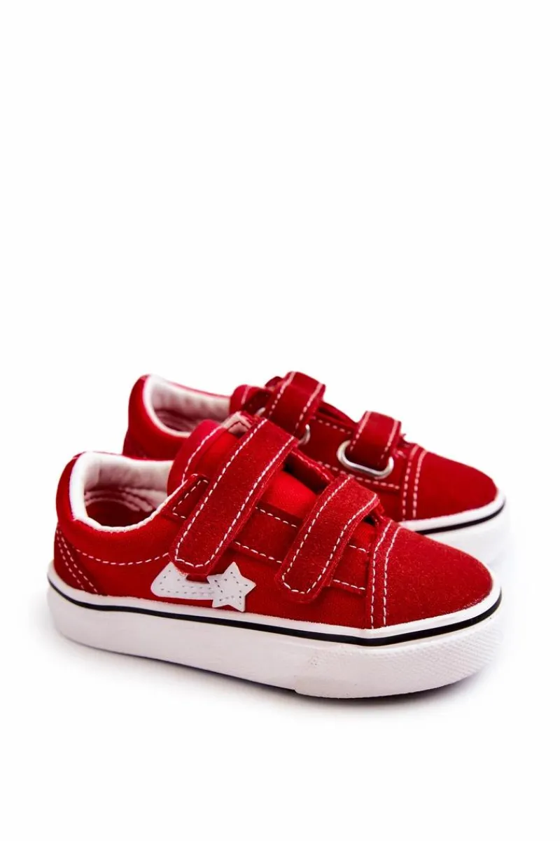 Chłopięce|Dziewczęce>Boto Klasyczne Tenisówki Dziecięce Na Rzepy Czerwone Phiris Czerwony