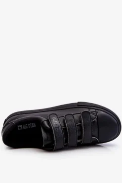 Outlet Klasyczne Tenisówki Na Rzepy Big Star LL274A206 Czarne Damskie Trampki Damskie Big Star|Trampki Damskie Niskie