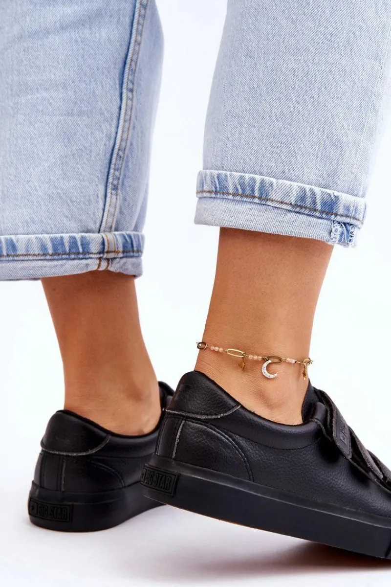 Outlet Klasyczne Tenisówki Na Rzepy Big Star LL274A206 Czarne Damskie Trampki Damskie Big Star|Trampki Damskie Niskie