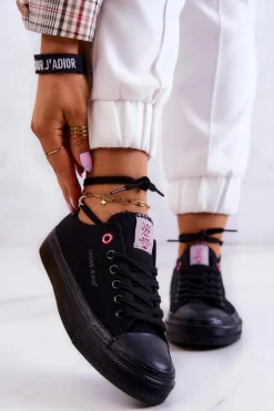 Trampki Damskie Cross Jeans|Trampki Damskie Niskie>Cross Jeans Klasyczne Trampki JJ2R4019C Czarne Czarny