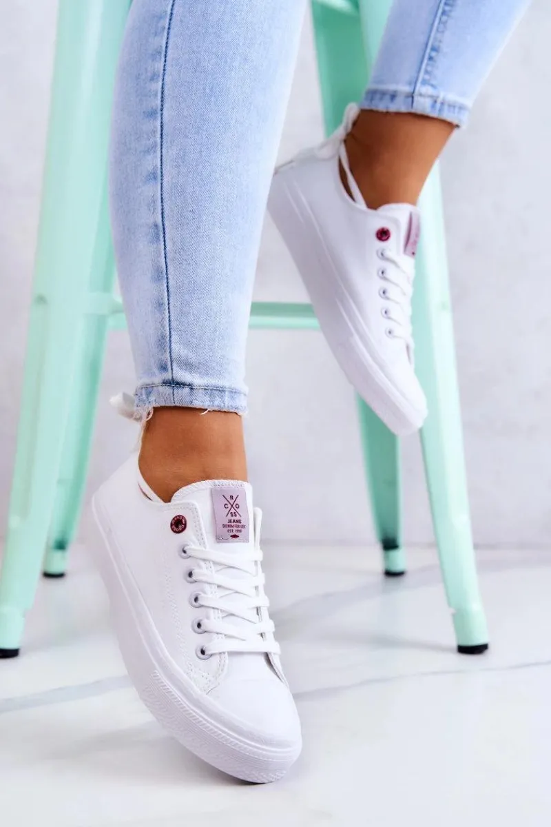 Online Klasyczne Trampki JJ2R4017C Białe Damskie Trampki Damskie Cross Jeans|Trampki Damskie Niskie