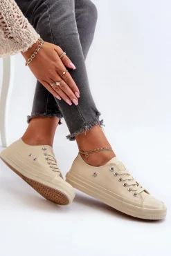 Trampki Damskie Big Star|Trampki Damskie Niskie>Big Star Shoes Klasyczne Trampki Damskie Big Star NN274286 Beżowe Beżowy