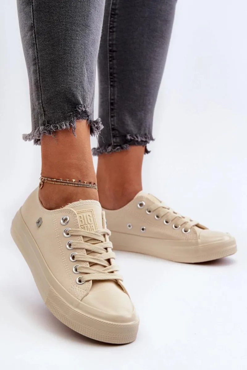 Trampki Damskie Big Star|Trampki Damskie Niskie>Big Star Shoes Klasyczne Trampki Damskie Big Star NN274286 Beżowe Beżowy