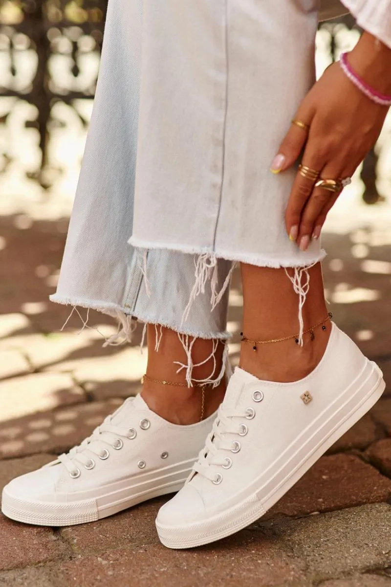 Trampki Damskie Big Star|Trampki Damskie Niskie>Big Star Shoes Klasyczne Trampki Damskie Big Star NN274285 Białe Biały