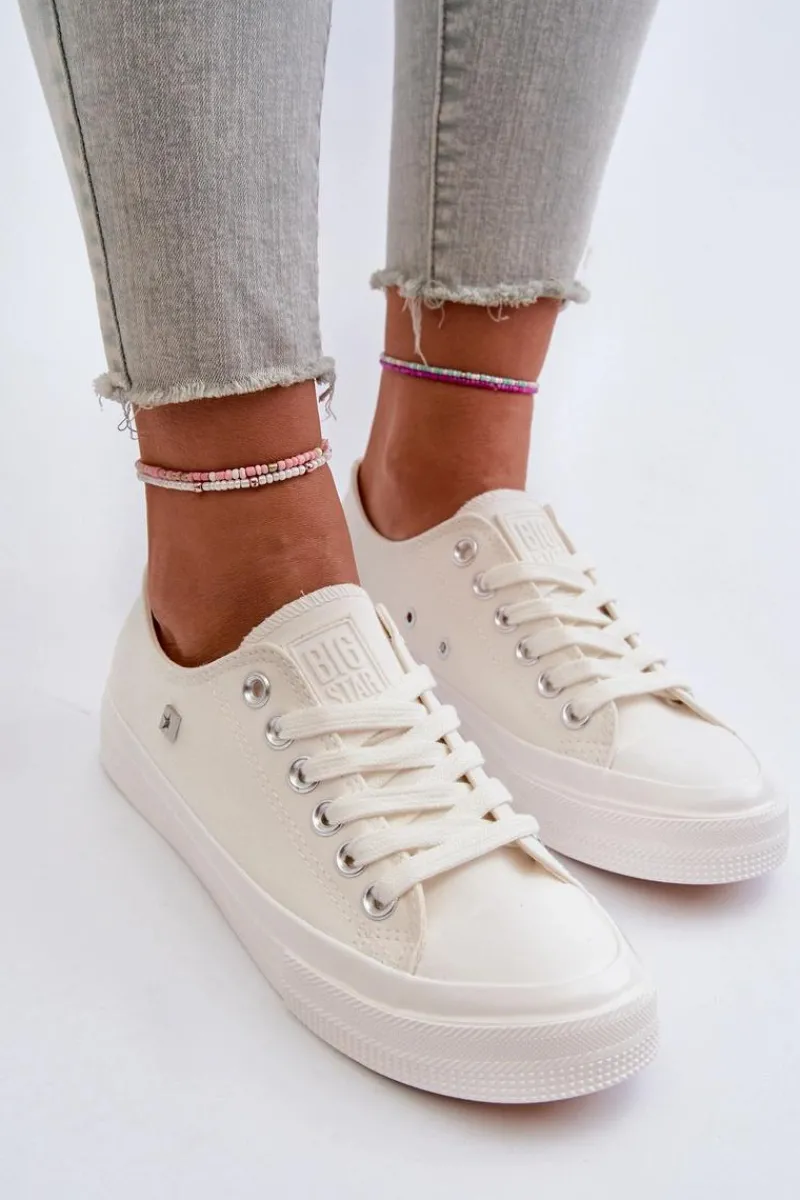 Trampki Damskie Big Star|Trampki Damskie Niskie>Big Star Shoes Klasyczne Trampki Damskie Big Star NN274285 Białe Biały