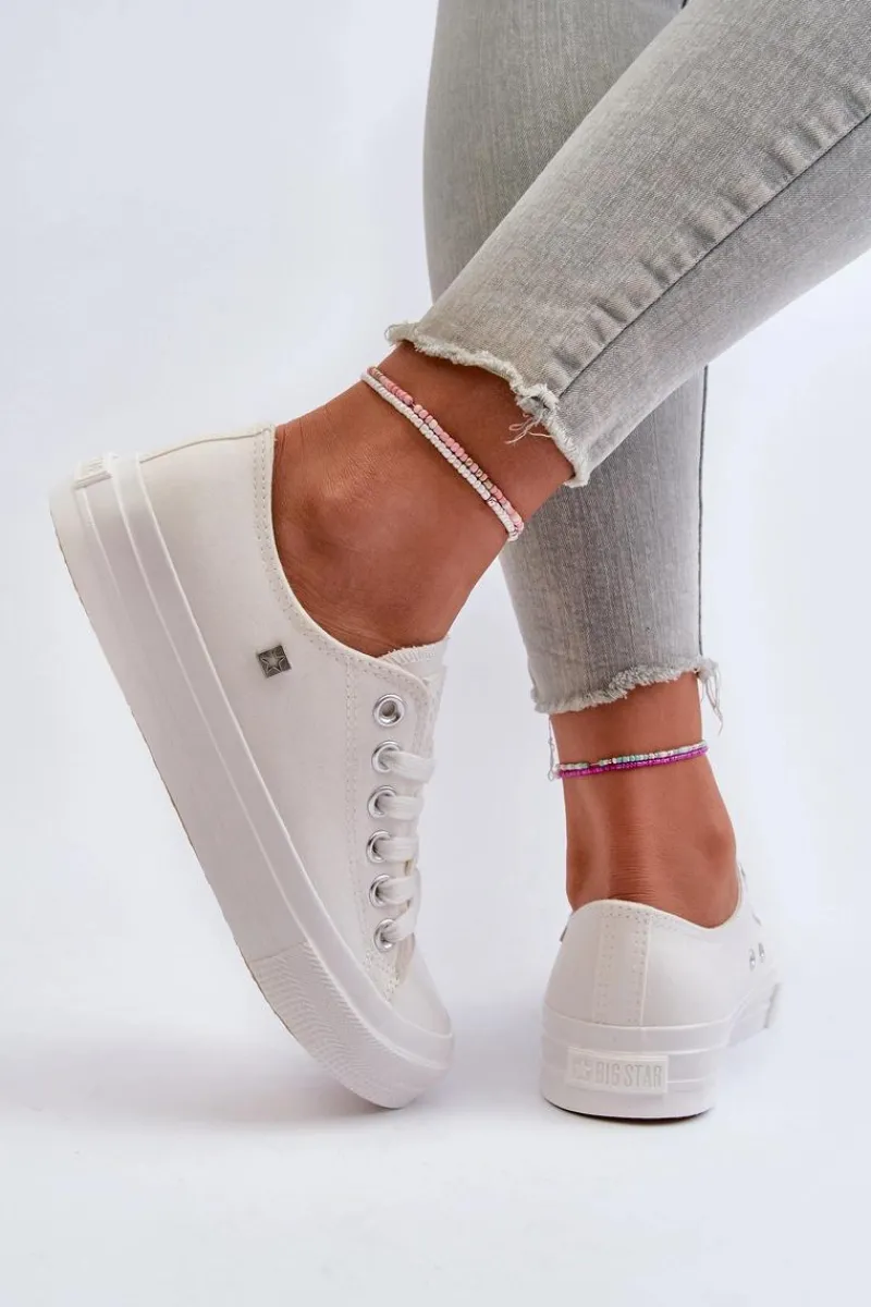 Trampki Damskie Big Star|Trampki Damskie Niskie>Big Star Shoes Klasyczne Trampki Damskie Big Star NN274285 Białe Biały