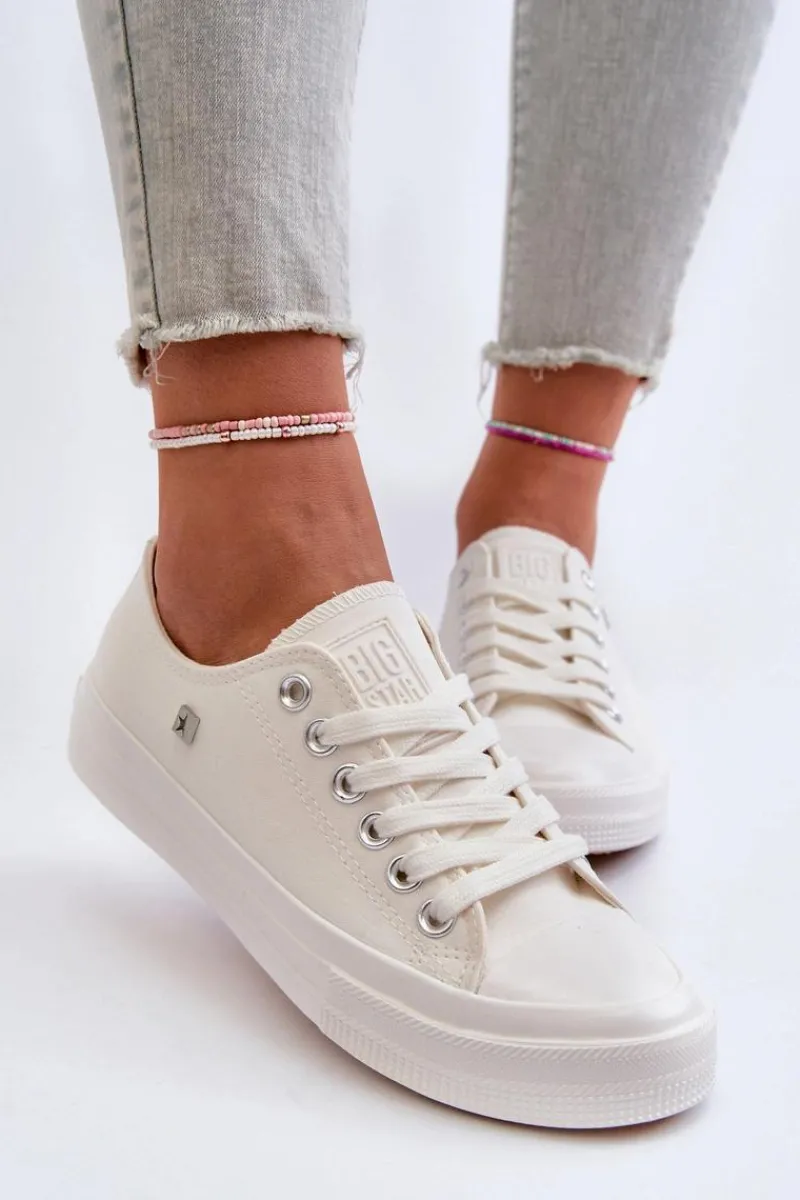 Trampki Damskie Big Star|Trampki Damskie Niskie>Big Star Shoes Klasyczne Trampki Damskie Big Star NN274285 Białe Biały