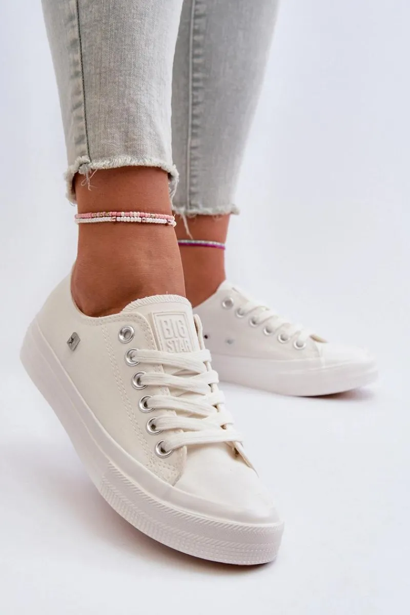 Trampki Damskie Big Star|Trampki Damskie Niskie>Big Star Shoes Klasyczne Trampki Damskie Big Star NN274285 Białe Biały