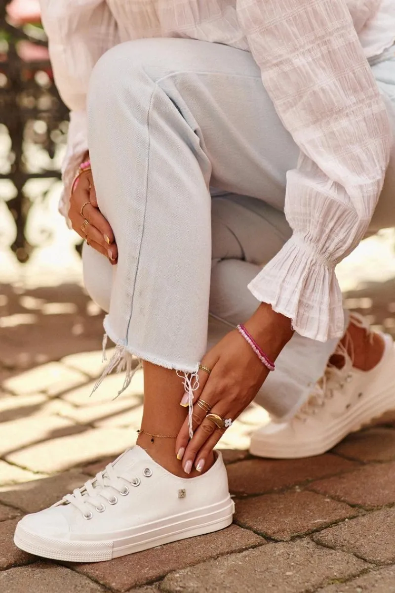 Trampki Damskie Big Star|Trampki Damskie Niskie>Big Star Shoes Klasyczne Trampki Damskie Big Star NN274285 Białe Biały