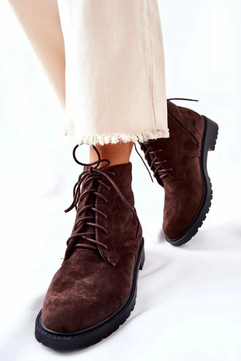 Sale Boto Klasyczne Wiązane Botki Brązowe Melome