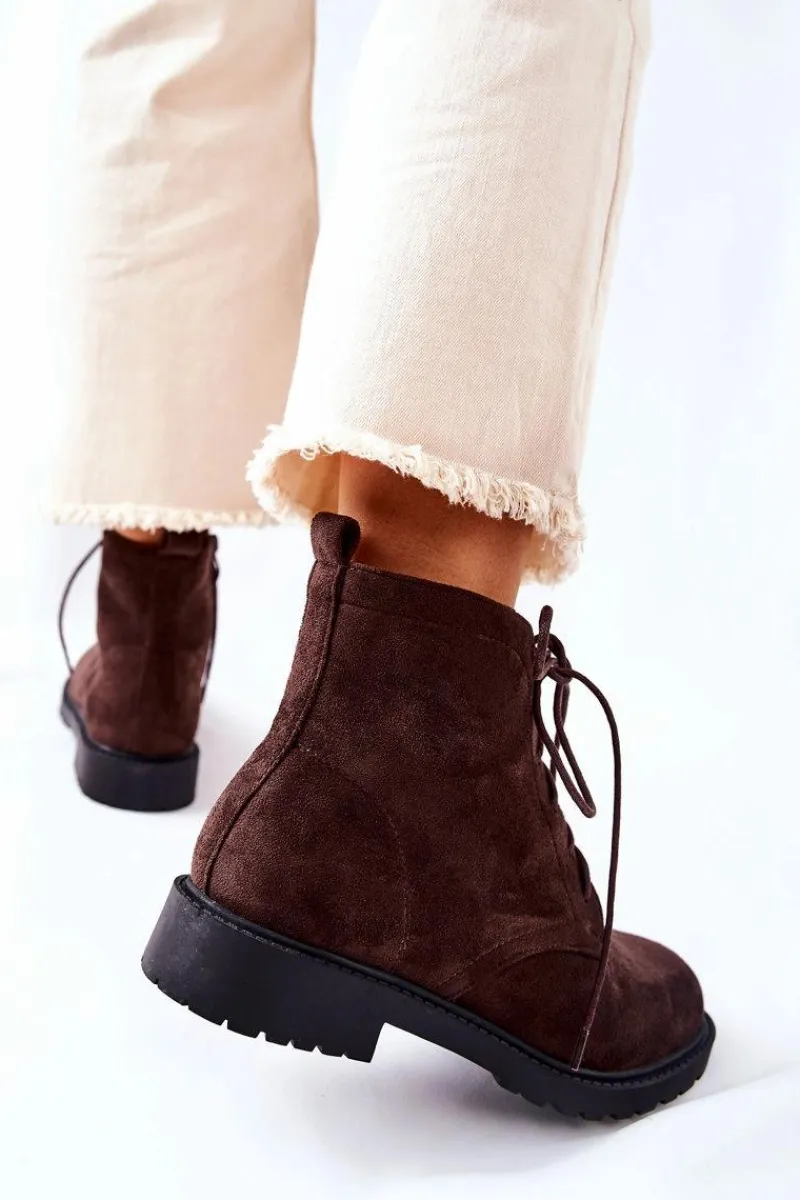 Sale Boto Klasyczne Wiązane Botki Brązowe Melome