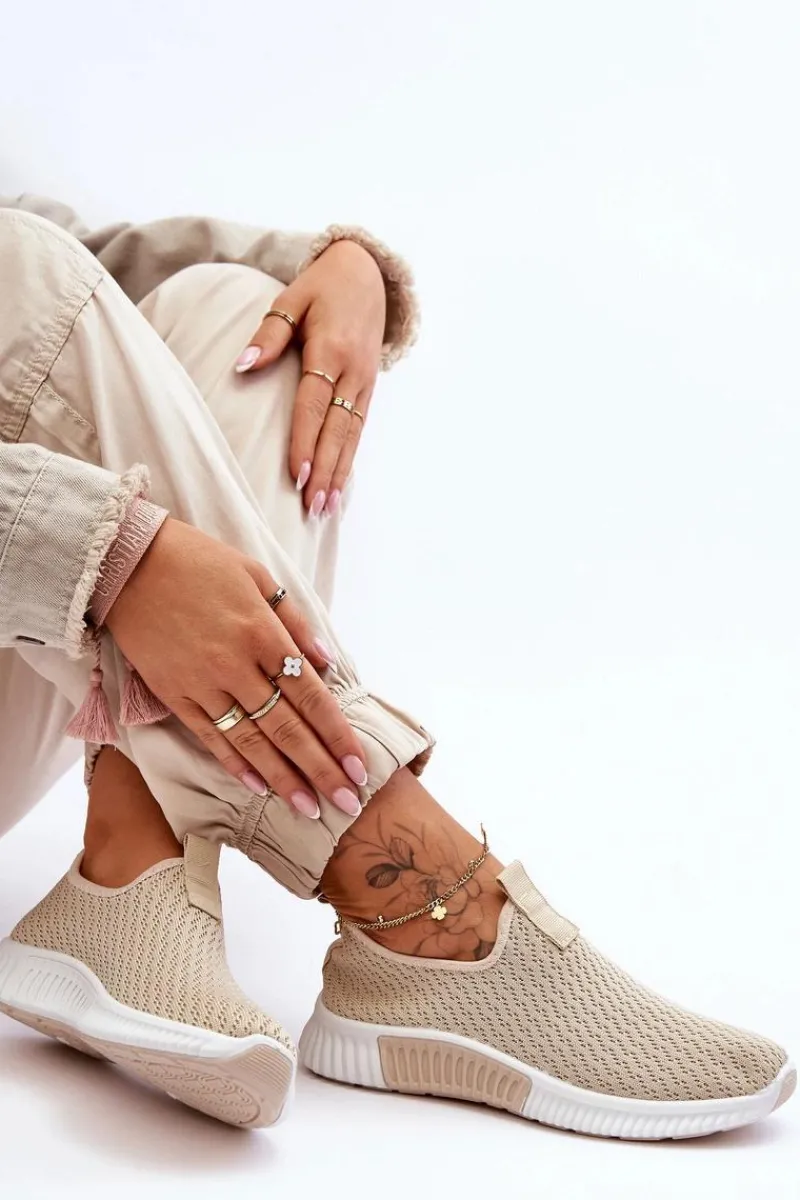 Buty Sportowe Na Platformie|Sneakersy Damskie>Boto Klasyczne Wsuwane Buty Sportowe Beżowe Frankie