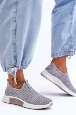 Discount Boto Klasyczne Wsuwane Buty Sportowe Szare Frankie