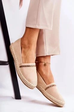 Outlet Klasyczne Wsuwane Damskie Espadryle Beżowe Cersei Damskie Czarne Espadryle