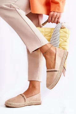 Outlet Klasyczne Wsuwane Damskie Espadryle Beżowe Cersei Damskie Czarne Espadryle